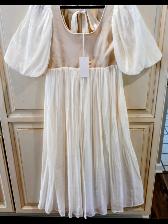 Sofie The Label Dresses & Skirts - Flowy Ivory Puff Sleeve Midi Dress Maxi